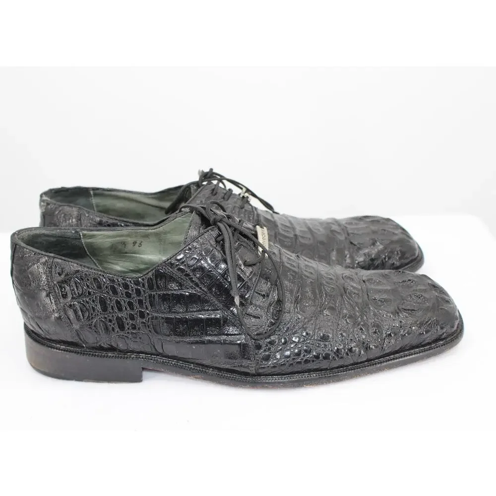 Belvedere Chapo Hornback Crocodile Oxfords size 10.5 Black *READ*